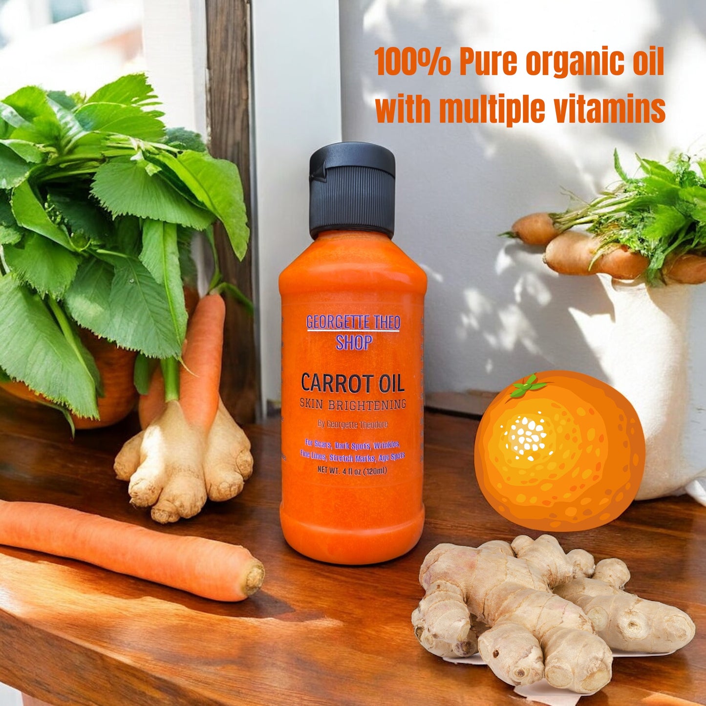 4 oz CARROT OIL Skin Brightening Organic natural & fresh