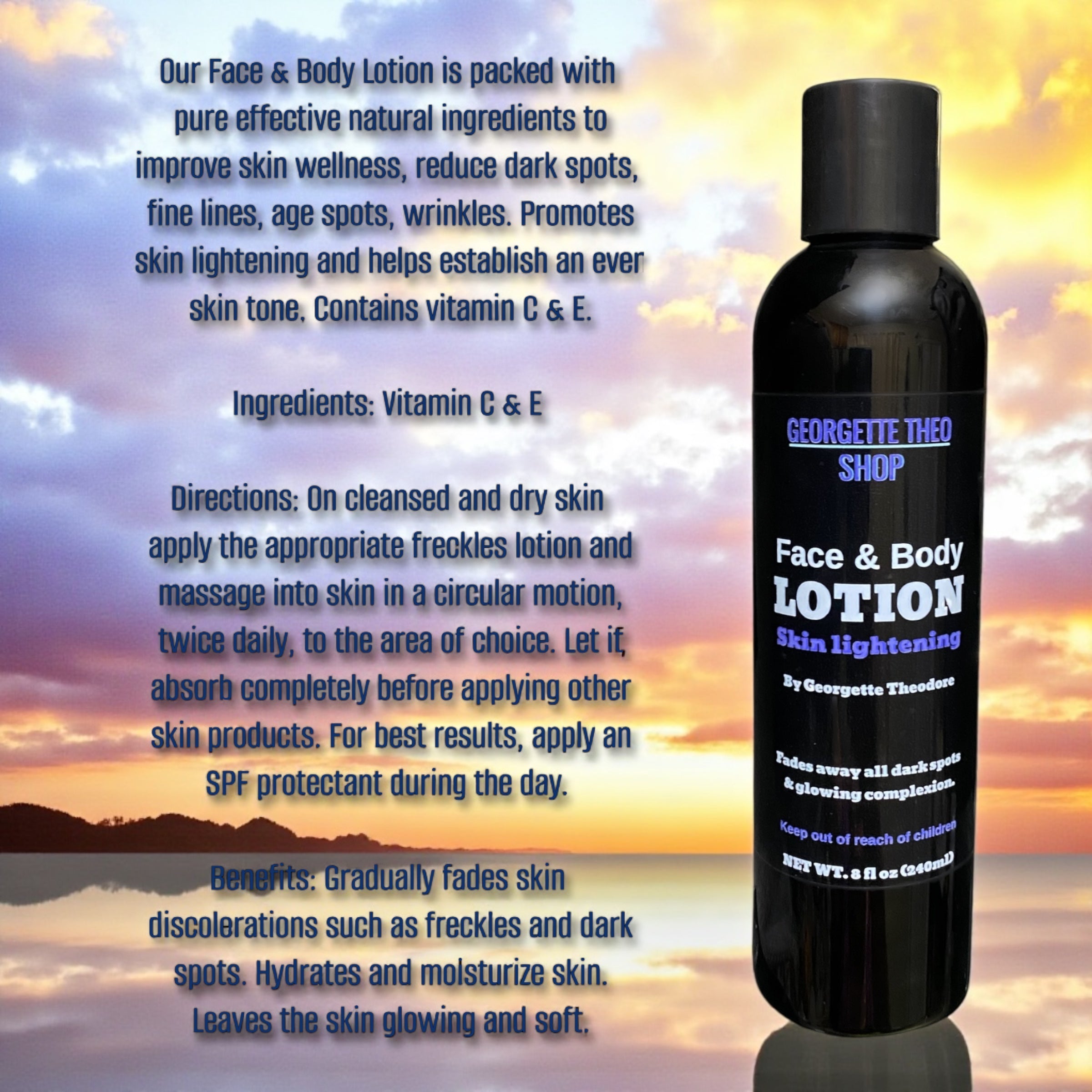 Image of 8 oz FACE & BODY LOTION - Skin Lightening